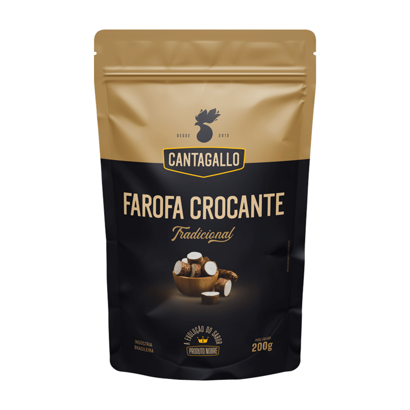 Rótulo de embalagem de farofa crocante CantaGallo