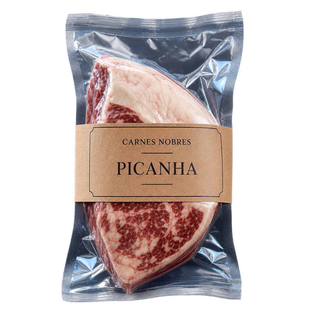 Rótulo adesivo para embalagem a vácuo de carne refrigerada e congelada